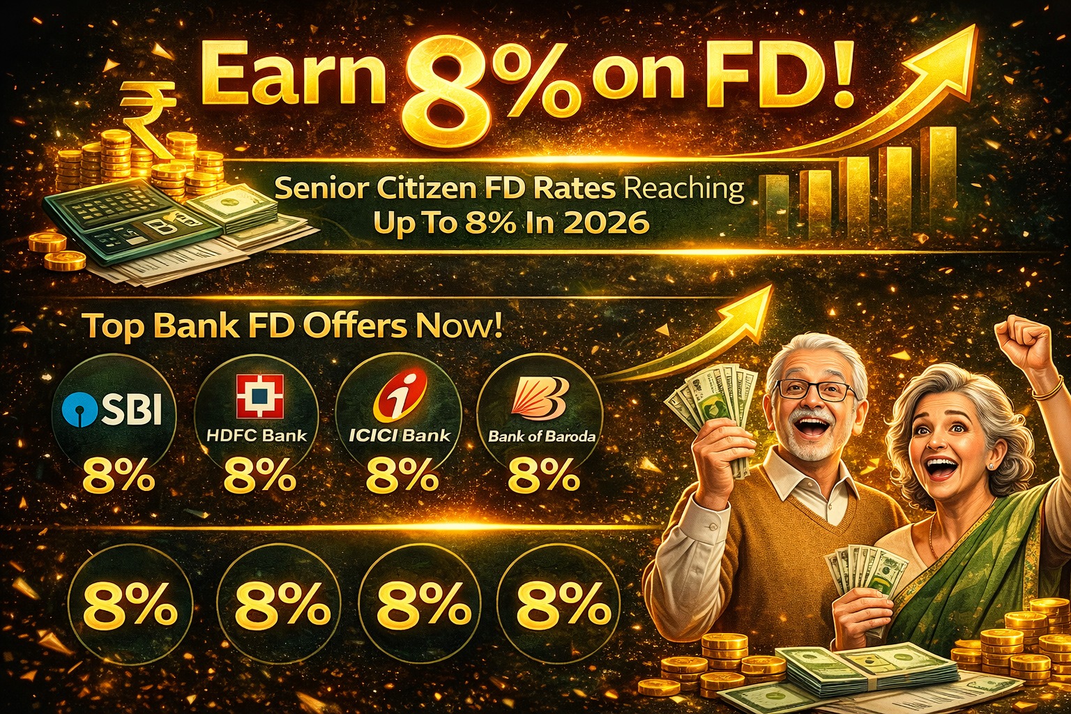 senior citizen FD rates 8 percent India 2026 comparison chart